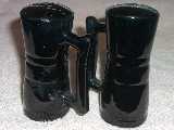 Frankoma ringed shakers glazed onyx black